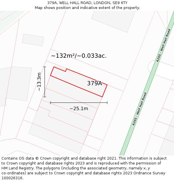379A, WELL HALL ROAD, LONDON, SE9 6TY: Plot and title map