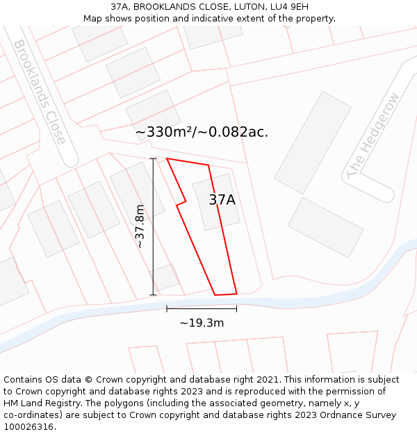 37A, BROOKLANDS CLOSE, LUTON, LU4 9EH: Plot and title map