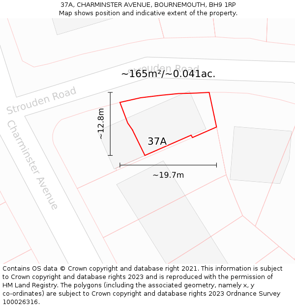37A, CHARMINSTER AVENUE, BOURNEMOUTH, BH9 1RP: Plot and title map
