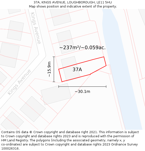 37A, KINGS AVENUE, LOUGHBOROUGH, LE11 5HU: Plot and title map