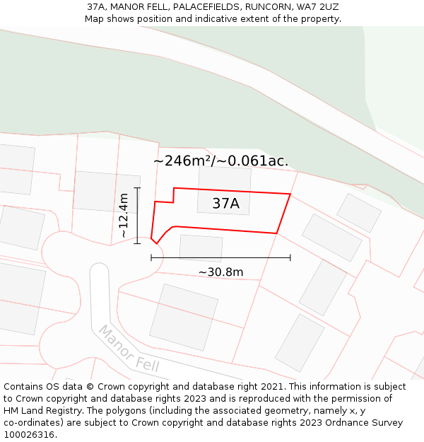 37A, MANOR FELL, PALACEFIELDS, RUNCORN, WA7 2UZ: Plot and title map