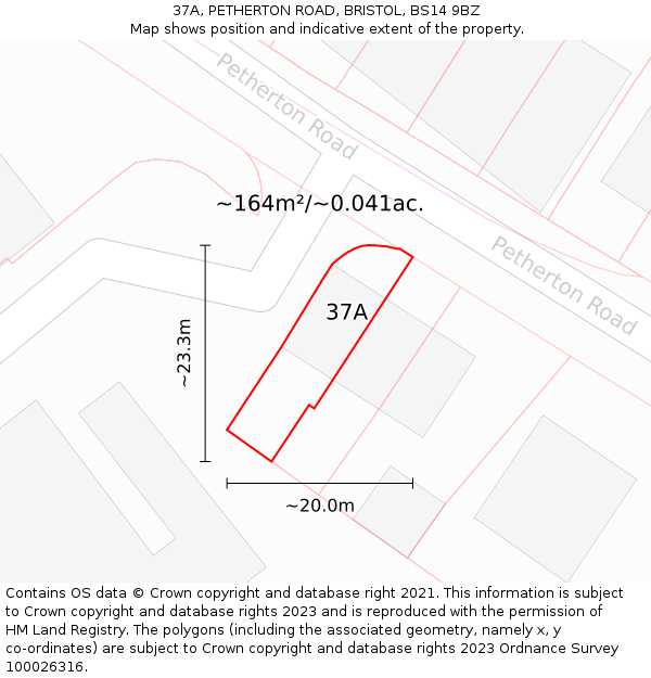 37A, PETHERTON ROAD, BRISTOL, BS14 9BZ: Plot and title map