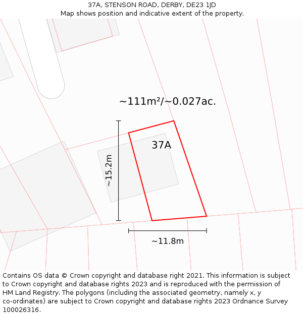 37A, STENSON ROAD, DERBY, DE23 1JD: Plot and title map