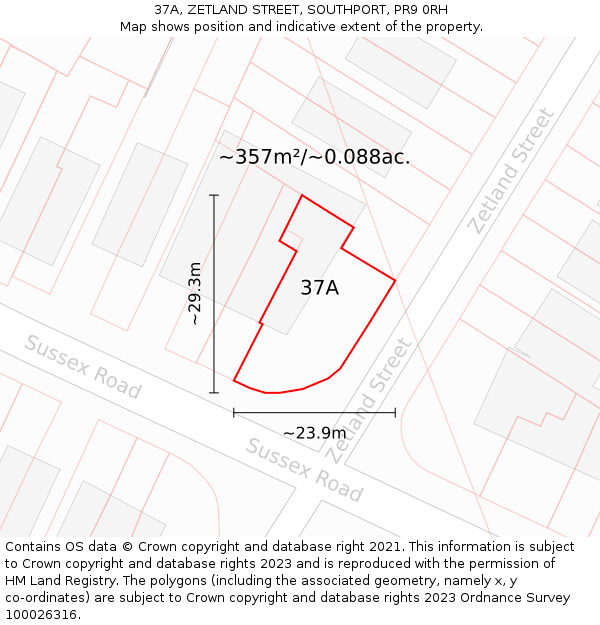 37A, ZETLAND STREET, SOUTHPORT, PR9 0RH: Plot and title map