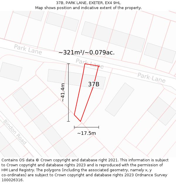 37B, PARK LANE, EXETER, EX4 9HL: Plot and title map
