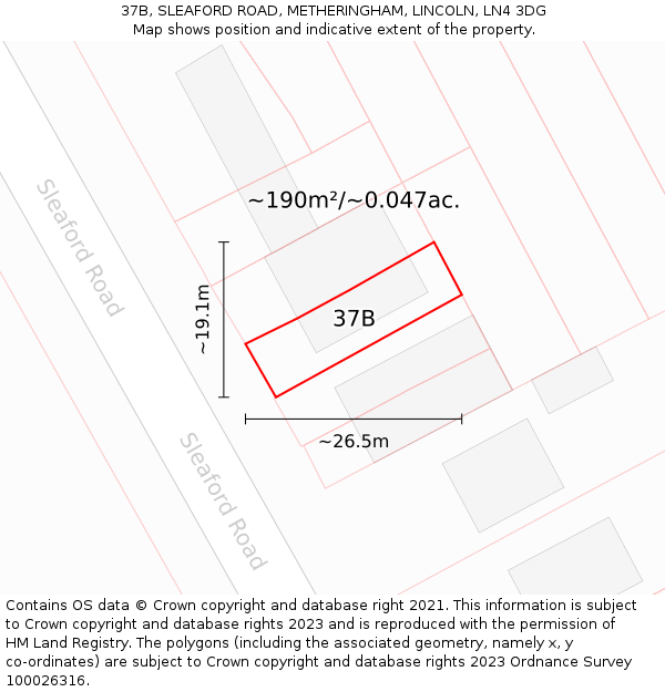 37B, SLEAFORD ROAD, METHERINGHAM, LINCOLN, LN4 3DG: Plot and title map