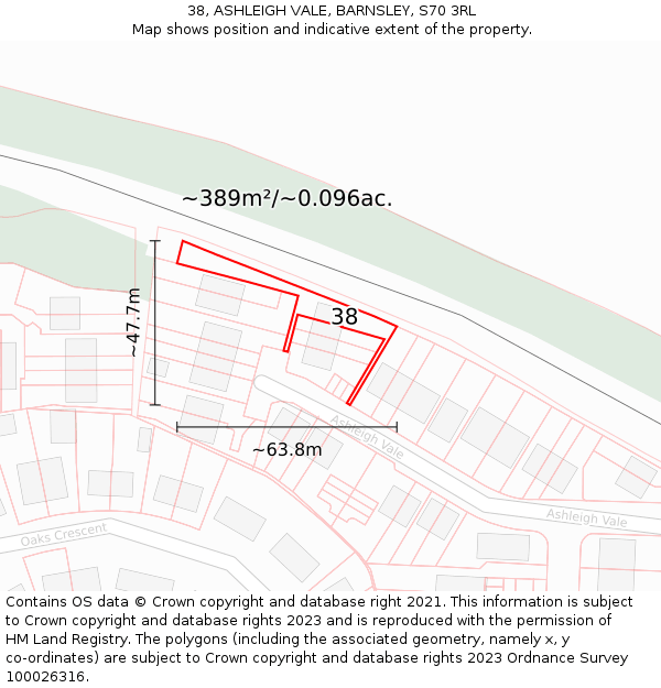 38, ASHLEIGH VALE, BARNSLEY, S70 3RL: Plot and title map