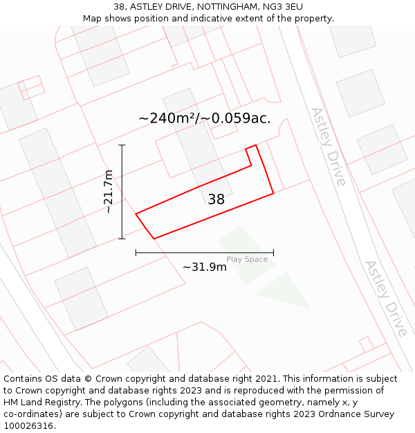 38, ASTLEY DRIVE, NOTTINGHAM, NG3 3EU: Plot and title map