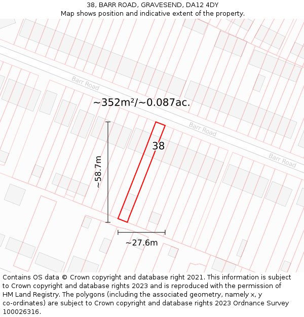 38, BARR ROAD, GRAVESEND, DA12 4DY: Plot and title map