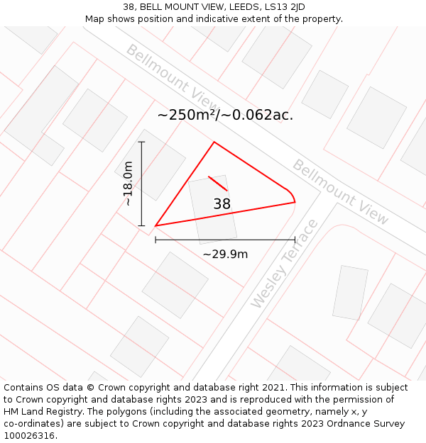 38, BELL MOUNT VIEW, LEEDS, LS13 2JD: Plot and title map