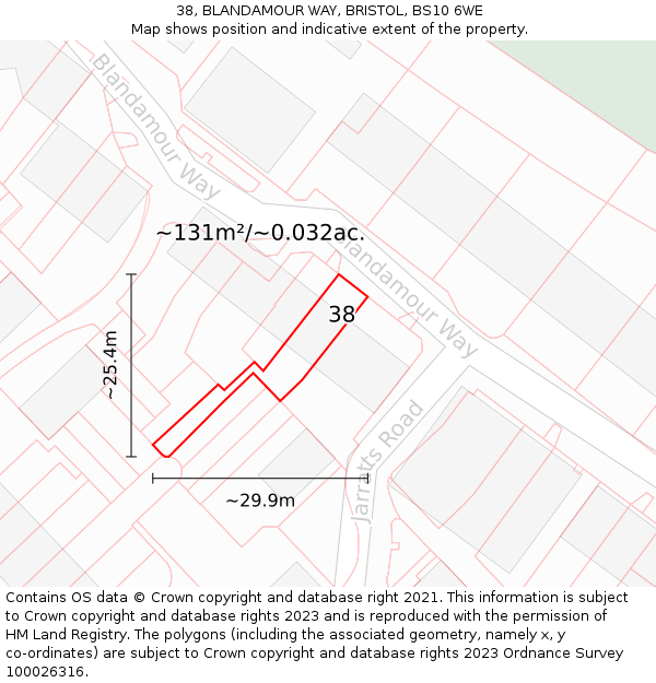 38, BLANDAMOUR WAY, BRISTOL, BS10 6WE: Plot and title map