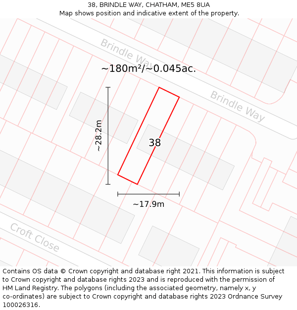 38, BRINDLE WAY, CHATHAM, ME5 8UA: Plot and title map