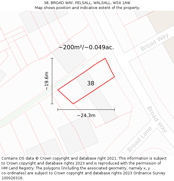 38, BROAD WAY, PELSALL, WALSALL, WS4 1AW: Plot and title map