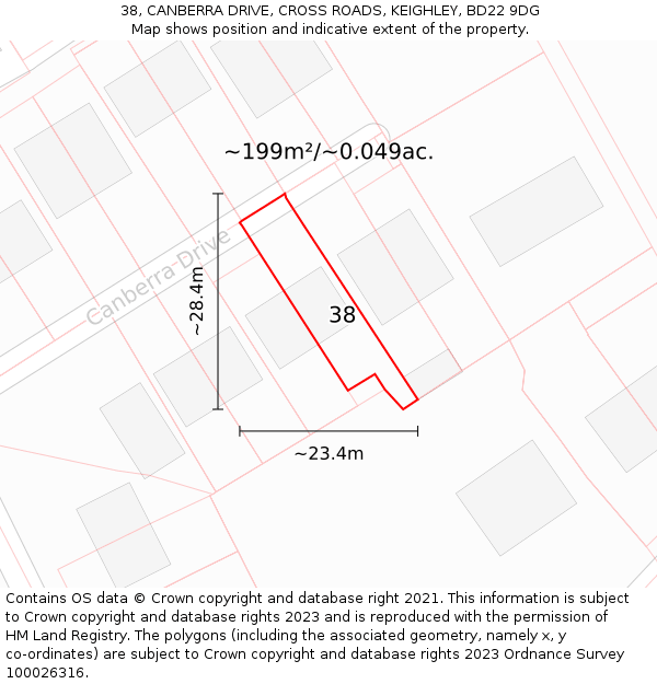 38, CANBERRA DRIVE, CROSS ROADS, KEIGHLEY, BD22 9DG: Plot and title map