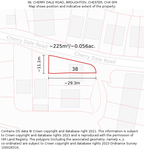 38, CHERRY DALE ROAD, BROUGHTON, CHESTER, CH4 0FA: Plot and title map