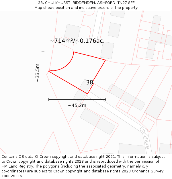 38, CHULKHURST, BIDDENDEN, ASHFORD, TN27 8EF: Plot and title map