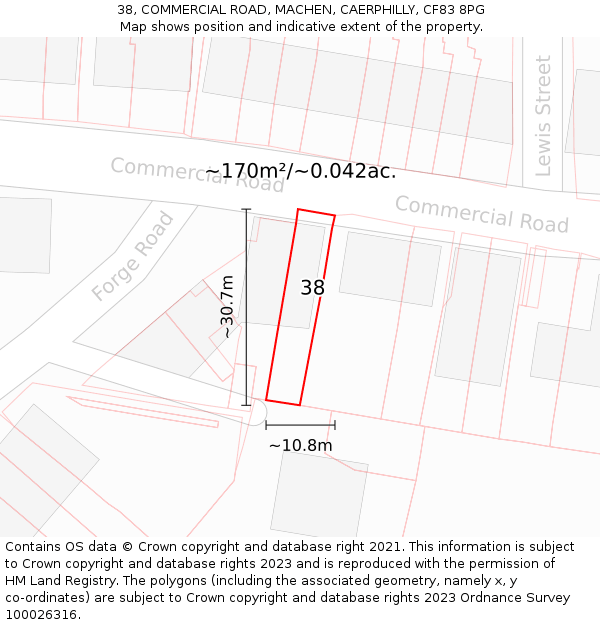 38, COMMERCIAL ROAD, MACHEN, CAERPHILLY, CF83 8PG: Plot and title map