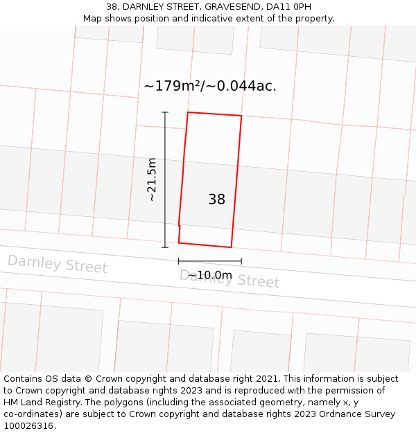 38, DARNLEY STREET, GRAVESEND, DA11 0PH: Plot and title map