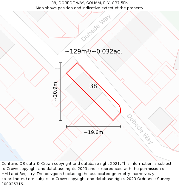 38, DOBEDE WAY, SOHAM, ELY, CB7 5FN: Plot and title map