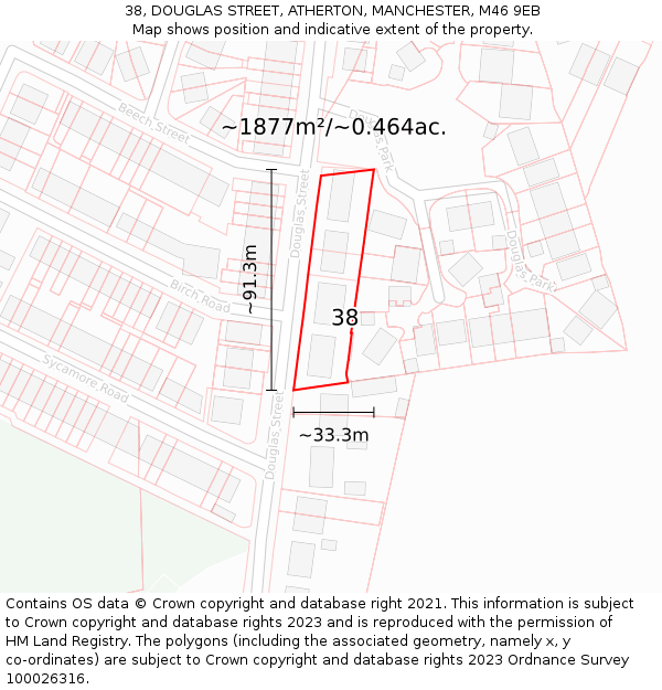 38, DOUGLAS STREET, ATHERTON, MANCHESTER, M46 9EB: Plot and title map
