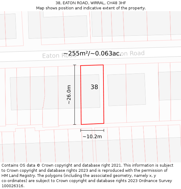 38, EATON ROAD, WIRRAL, CH48 3HF: Plot and title map