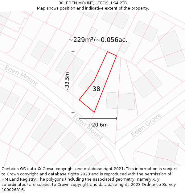 38, EDEN MOUNT, LEEDS, LS4 2TD: Plot and title map