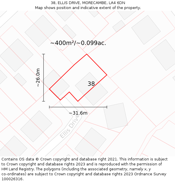38, ELLIS DRIVE, MORECAMBE, LA4 6DN: Plot and title map