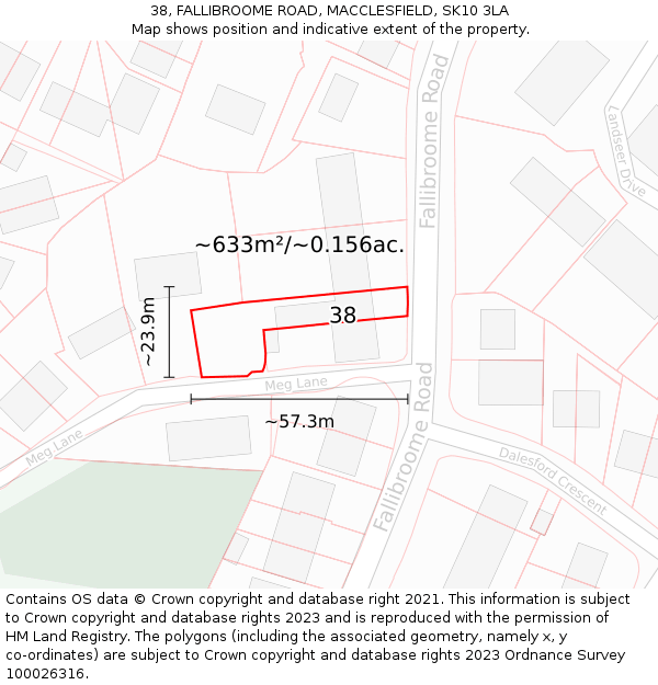 38, FALLIBROOME ROAD, MACCLESFIELD, SK10 3LA: Plot and title map
