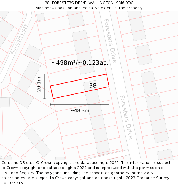 38, FORESTERS DRIVE, WALLINGTON, SM6 9DG: Plot and title map