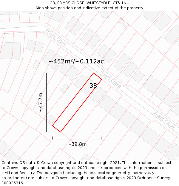 38, FRIARS CLOSE, WHITSTABLE, CT5 1NU: Plot and title map