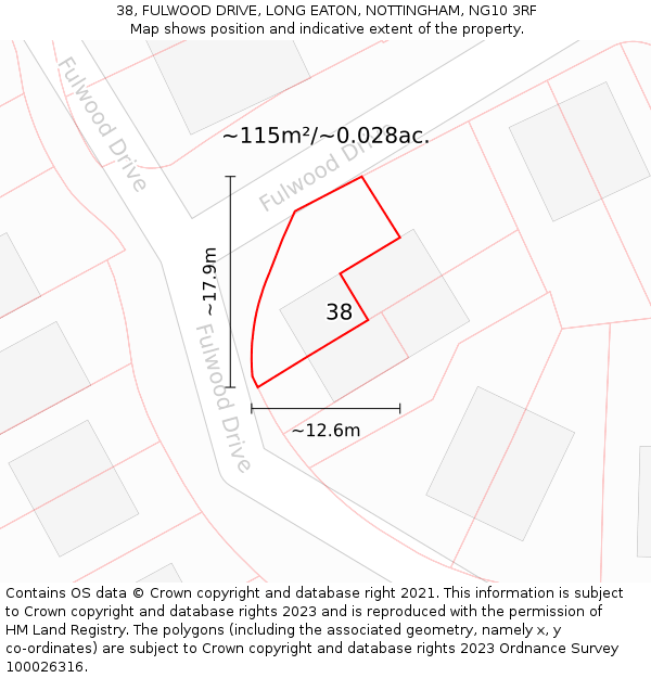 38, FULWOOD DRIVE, LONG EATON, NOTTINGHAM, NG10 3RF: Plot and title map