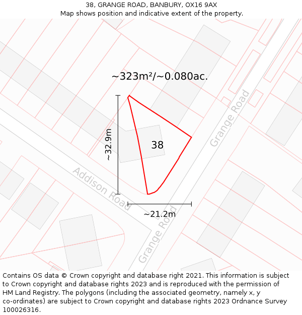 38, GRANGE ROAD, BANBURY, OX16 9AX: Plot and title map