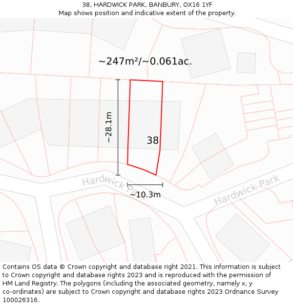 38, HARDWICK PARK, BANBURY, OX16 1YF: Plot and title map