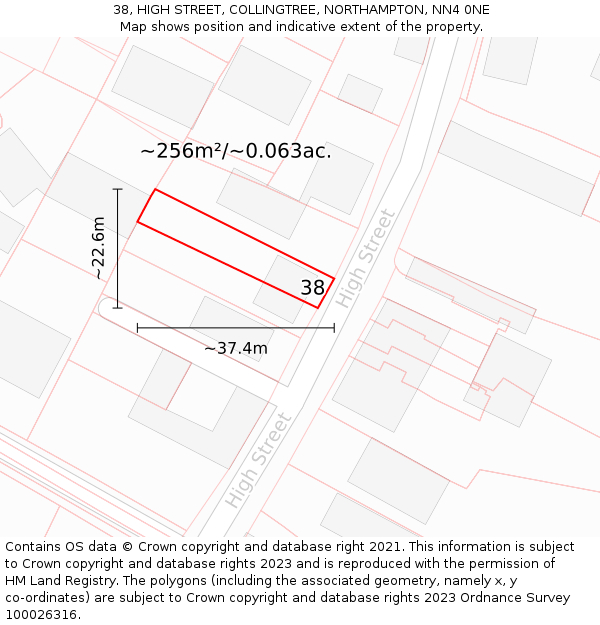 38, HIGH STREET, COLLINGTREE, NORTHAMPTON, NN4 0NE: Plot and title map