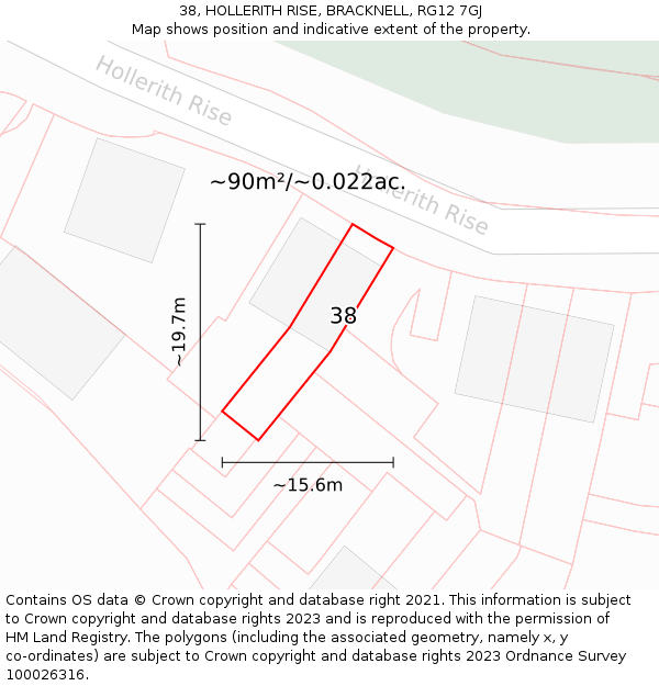 38, HOLLERITH RISE, BRACKNELL, RG12 7GJ: Plot and title map