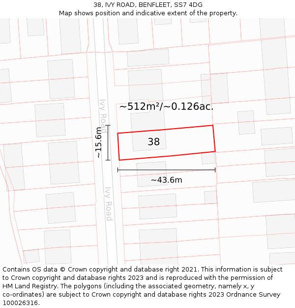 38, IVY ROAD, BENFLEET, SS7 4DG: Plot and title map