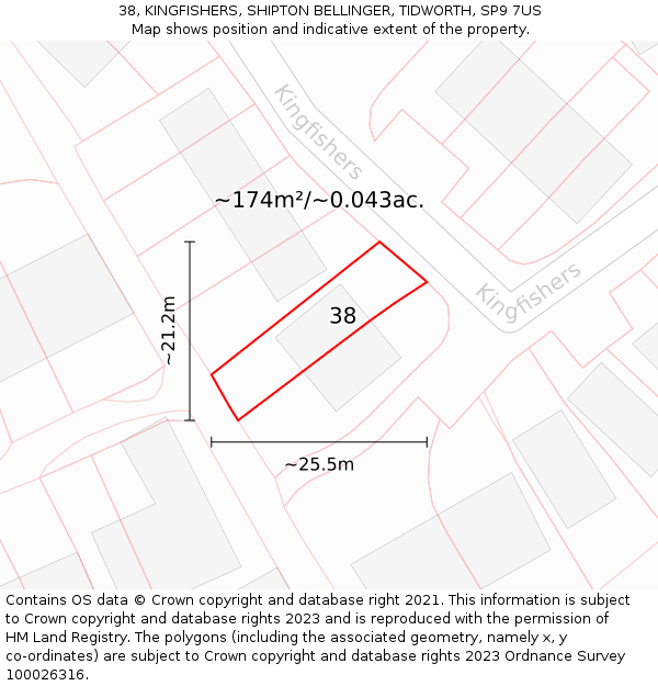 38, KINGFISHERS, SHIPTON BELLINGER, TIDWORTH, SP9 7US: Plot and title map