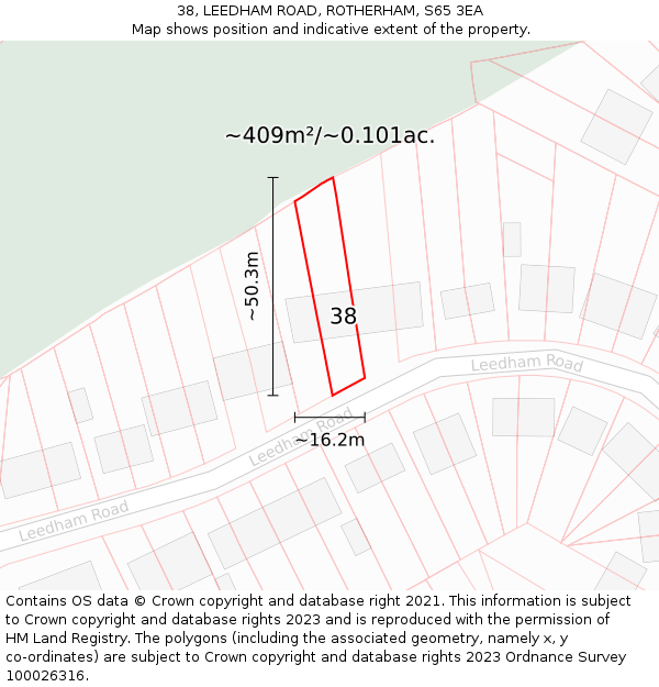 38, LEEDHAM ROAD, ROTHERHAM, S65 3EA: Plot and title map