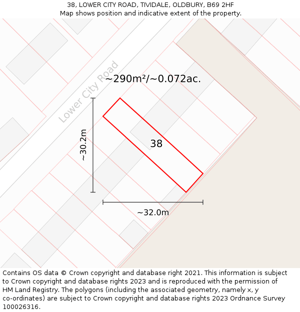 38, LOWER CITY ROAD, TIVIDALE, OLDBURY, B69 2HF: Plot and title map