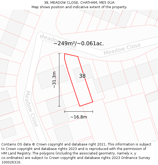 38, MEADOW CLOSE, CHATHAM, ME5 0UA: Plot and title map