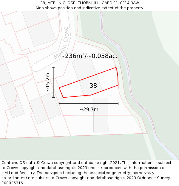 38, MERLIN CLOSE, THORNHILL, CARDIFF, CF14 9AW: Plot and title map