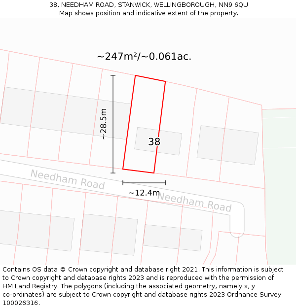 38, NEEDHAM ROAD, STANWICK, WELLINGBOROUGH, NN9 6QU: Plot and title map