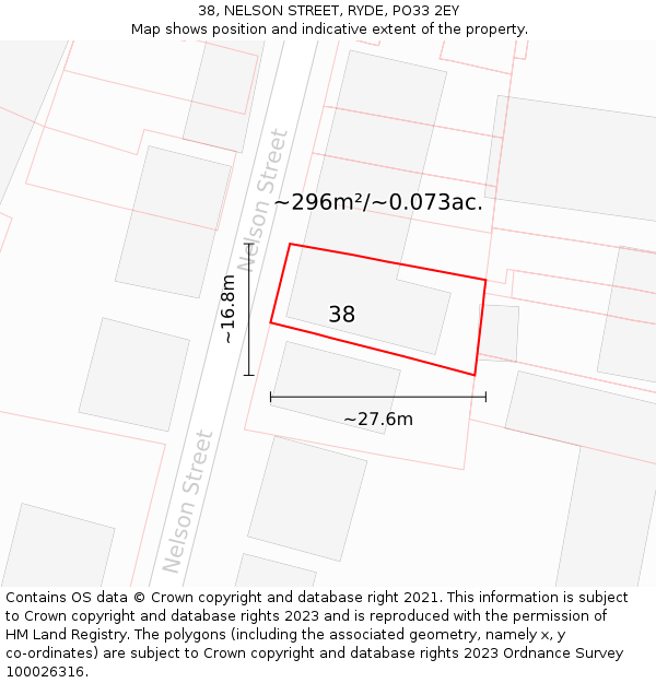 38, NELSON STREET, RYDE, PO33 2EY: Plot and title map