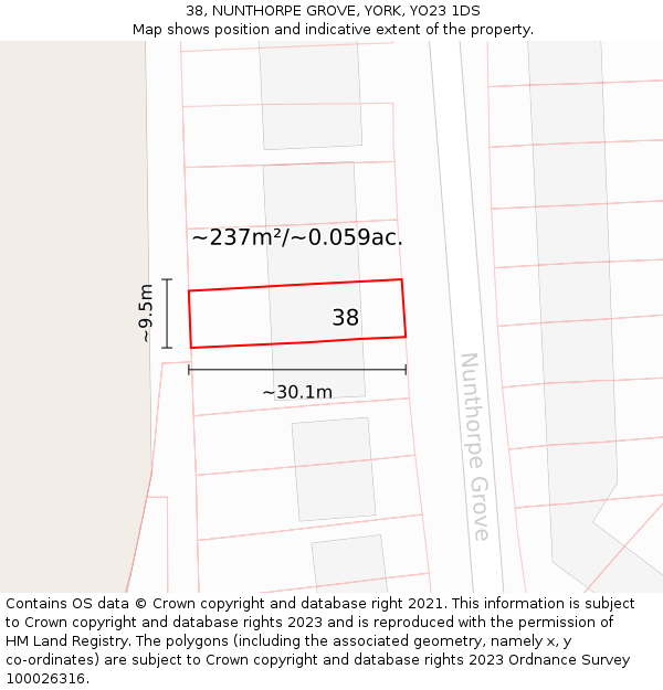 38, NUNTHORPE GROVE, YORK, YO23 1DS: Plot and title map
