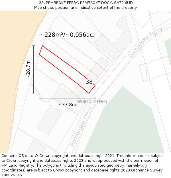 38, PEMBROKE FERRY, PEMBROKE DOCK, SA72 6UD: Plot and title map