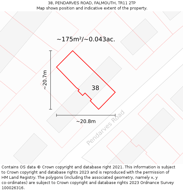 38, PENDARVES ROAD, FALMOUTH, TR11 2TP: Plot and title map