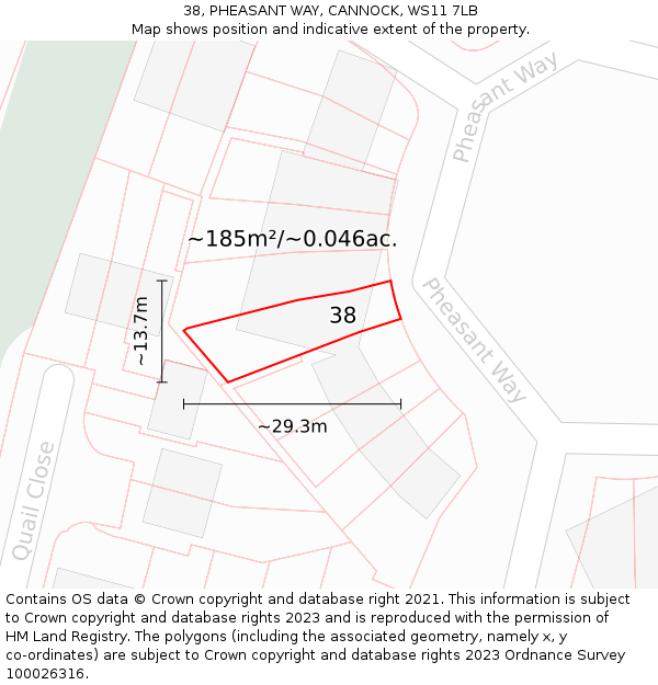 38, PHEASANT WAY, CANNOCK, WS11 7LB: Plot and title map