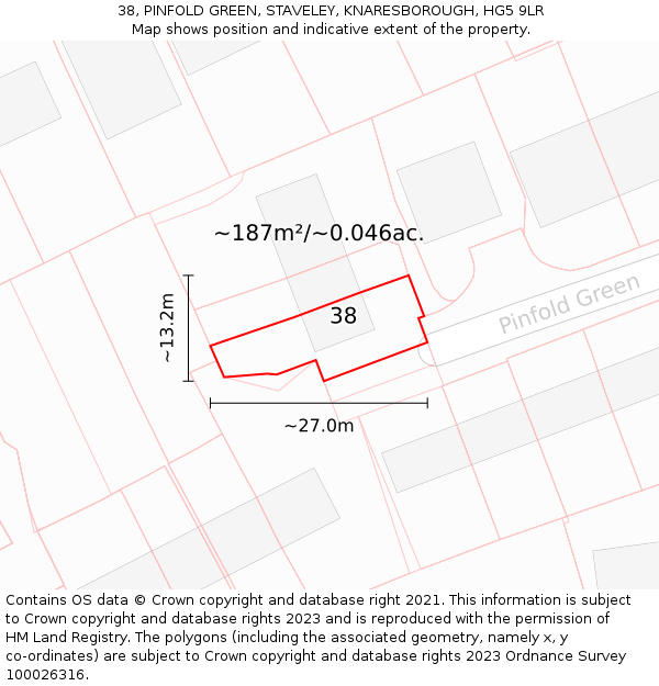 38, PINFOLD GREEN, STAVELEY, KNARESBOROUGH, HG5 9LR: Plot and title map
