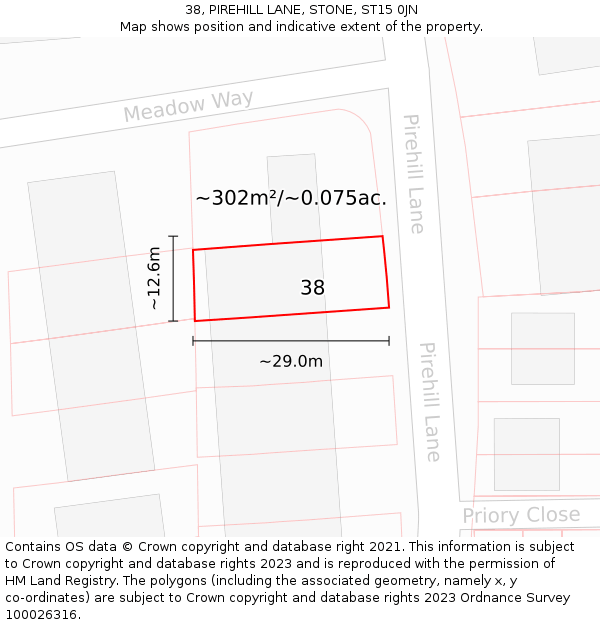 38, PIREHILL LANE, STONE, ST15 0JN: Plot and title map