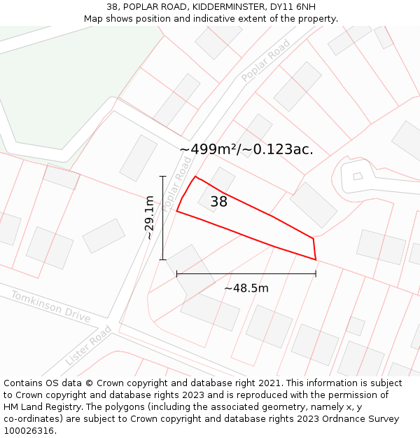 38, POPLAR ROAD, KIDDERMINSTER, DY11 6NH: Plot and title map
